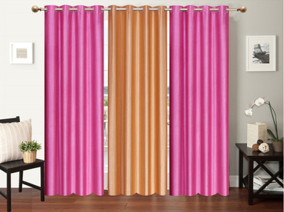 

Furnishing Zone 213 cm (7 ft) Polyester Door Curtain (Pack Of 3)(Plain, Pink, Beige), Beige;pink