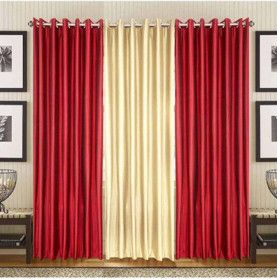 

PHome Decor 152 cm (5 ft) Polyester Window Curtain (Pack Of 3)(Plain, 2 Maroon 1 Fawn)