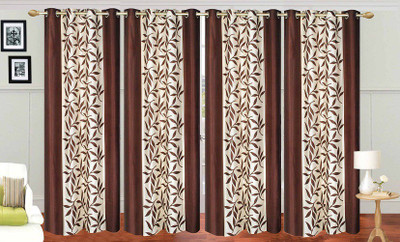 

Stella Creations 275 cm (9 ft) Polyester Long Door Curtain (Pack Of 4)(Printed, Brown)