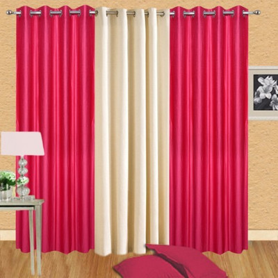 

Shiv Shankar Handloom 213 cm (7 ft) Polyester Door Curtain (Pack Of 3)(Solid, Dark Pink, Cream Crush)