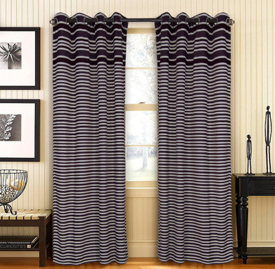 

Home Candy 212 cm (7 ft) Cotton Door Curtain (Pack Of 2)(Striped, Grey, Brown), Brown;grey