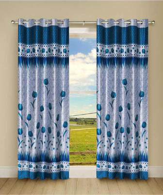 

Handloom Hut 213 cm (7 ft) Polyester Door Curtain (Pack Of 2)(Printed, Blue)