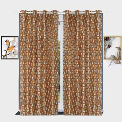 

BE 152 cm (5 ft) Jacquard Window Curtain (Pack Of 2)(Geometric, Yellow)