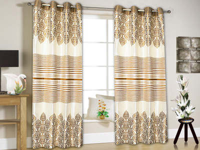 

String 150 cm (5 ft) Jacquard Window Curtain (Pack Of 2)(Floral, Mustard)