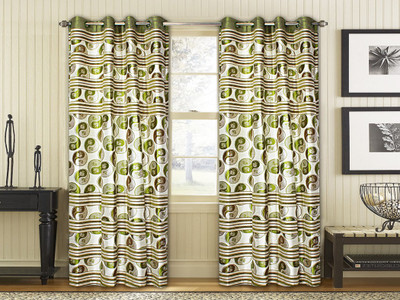 

STRINGS 213 cm (7 ft) Jacquard Window & Door Curtain (Pack Of 2)(Floral, Green)