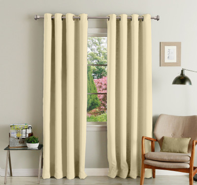 

Lushomes 275 cm (9 ft) Polyester Long Door Curtain Single Curtain(Plain, Off-White)