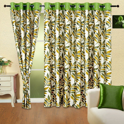 

Cortina 270 cm (9 ft) Polyester Long Door Curtain Single Curtain(Floral, Green)