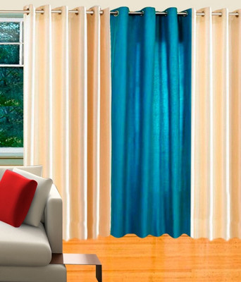 70% OFF on Decor Vatika 152 cm (5 ft) Polycotton Window Curtain (Pack Of 3)(Floral, Beige, Light Blue)