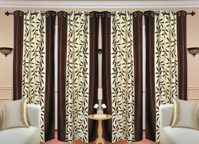 

Handloom Hut 213 cm (7 ft) Polyester Door Curtain (Pack Of 4)(Printed, Brown Kolawery Door)