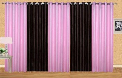 

Ville Style 275 cm (9 ft) Polyester Long Door Curtain (Pack Of 5)(Solid, Pink, Brown), Brown;pink