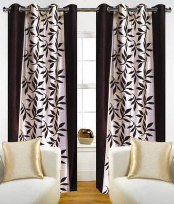 

Jojo Designs 274 cm (9 ft) Polyester Long Door Curtain (Pack Of 2)(Floral, Brown)