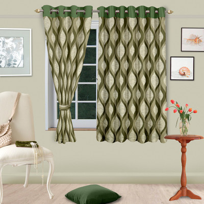 

Cortina 150 cm (5 ft) Jacquard Window Curtain Single Curtain(Floral, Green)