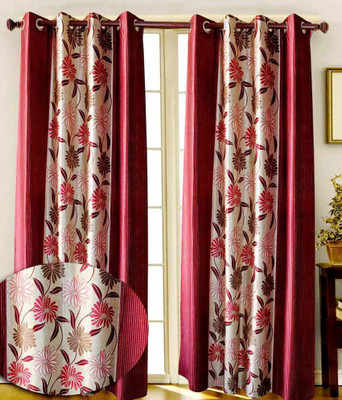 

Decor World 274 cm (9 ft) Polyester Long Door Curtain (Pack Of 2)(Abstract, Red)