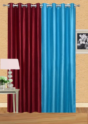 

Stella Creations 214 cm (7 ft) Polyester Door Curtain (Pack Of 2)(Solid, Maroon, Light Blue), Light blue;maroon