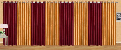 

Ville Style 153 cm (5 ft) Polyester Window Curtain (Pack Of 8)(Solid, Maroon, Gold), Gold;maroon