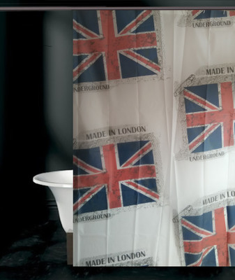 45% OFF on TJAR PVC Shower Curtain 170 cm (5 ft) Single Curtain(Abstract Multicolor)