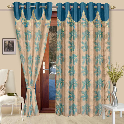 

Cortina 210 cm (7 ft) Polyester Door Curtain (Pack Of 2)(Floral, Blue)
