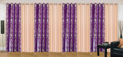 

Ville Style 275 cm (9 ft) Polyester Long Door Curtain (Pack Of 8)(Abstract, Purple, Cream), Cream;purple