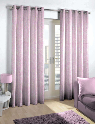 

Skipper 275 cm (9 ft) Blends Long Door Curtain Single Curtain(Motif, Pink)