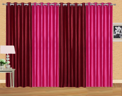 

Ville Style 153 cm (5 ft) Polyester Window Curtain (Pack Of 4)(Solid, Maroon, Pink)