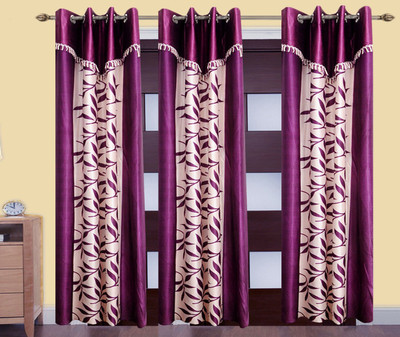 

Stella Creations 214 cm (7 ft) Polyester Door Curtain (Pack Of 3)(Printed, Purple)