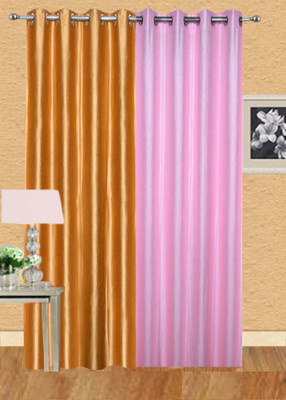 

Stella Creations 214 cm (7 ft) Polyester Door Curtain (Pack Of 2)(Solid, Gold, Pink)