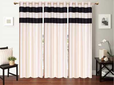 Furnishing Zone 213 cm (7 ft) Polyester Door Curtain (Pack Of 3)(Plain, White)