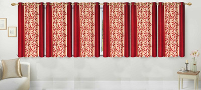

Ville Style 153 cm (5 ft) Polyester Window Curtain (Pack Of 6)(Floral, Maroon)