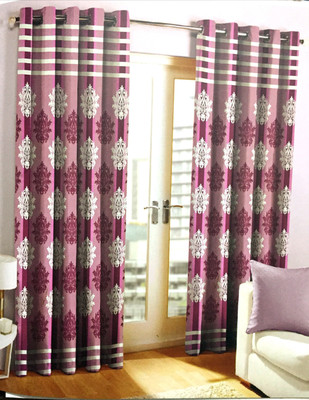 

Designer 150 cm (5 ft) Polycotton Window Curtain Single Curtain(Printed, Pink)