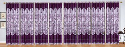

Ville Style 275 cm (9 ft) Polyester Long Door Curtain (Pack Of 8)(Floral, Purple)