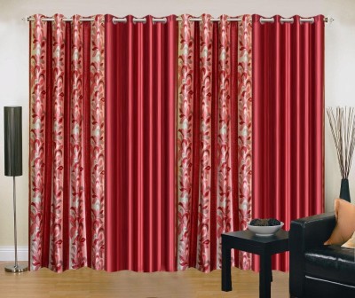 

Ville Style 275 cm (9 ft) Polyester Long Door Curtain (Pack Of 4)(Abstract, Maroon)