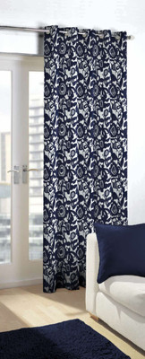 

Skipper 275 cm (9 ft) Blends Long Door Curtain Single Curtain(Floral, Navy Blue)