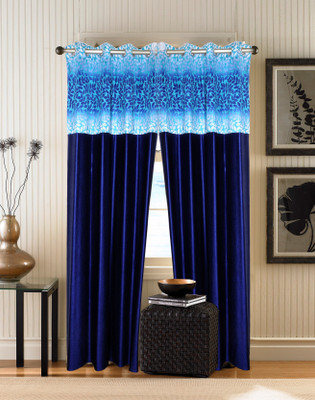 

Zesture 211 cm (7 ft) Polyester Door Curtain (Pack Of 2)(Floral, Blue)