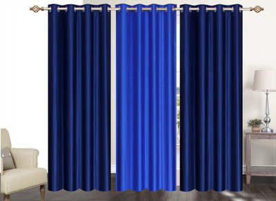 

Furnishing Zone 152 cm (5 ft) Polyester Window Curtain (Pack Of 3)(Plain, Blue)