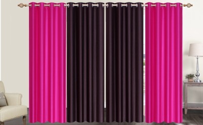 

Furnishing Zone 213 cm (7 ft) Polyester Door Curtain (Pack Of 4)(Plain, Pink, Brown), Brown;pink