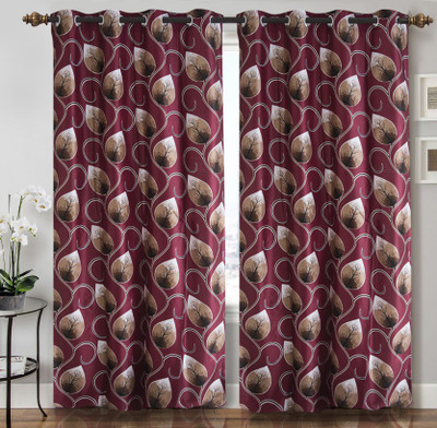 

Home Candy 212 cm (7 ft) Polyester Door Curtain (Pack Of 2)(Floral, Maroon)