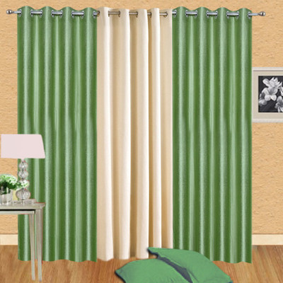 

Excel Bazaar 275 cm (9 ft) Polyester Long Door Curtain (Pack Of 3)(Solid, Pista, Cream)
