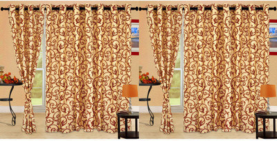 

Cortina 210 cm (7 ft) Polyester Door Curtain (Pack Of 4)(Floral, Beige)