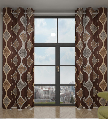 

Home Candy 212 cm (7 ft) Polyester Door Curtain (Pack Of 2)(Striped, Brown)