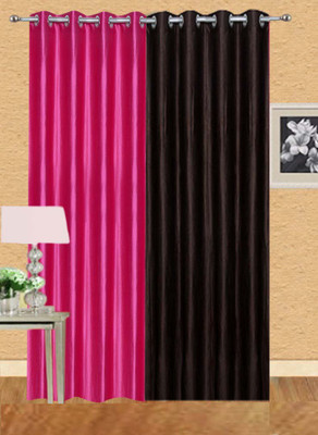 

Ville Style 214 cm (7 ft) Polyester Door Curtain (Pack Of 2)(Solid, Pink, Brown), Brown;pink