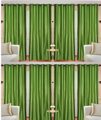 

deepanshi handloom 274 cm (9 ft) Polyester Long Door Curtain (Pack Of 8)(Plain, Green)