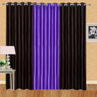 

Excel Bazaar 275 cm (9 ft) Polyester Long Door Curtain (Pack Of 3)(Solid, Brown, Purple)