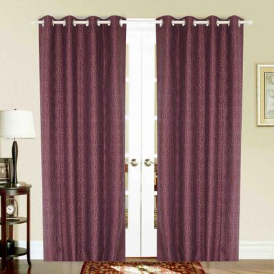 

BE 213 cm (7 ft) Jacquard Door Curtain (Pack Of 2)(Geometric, Gold)