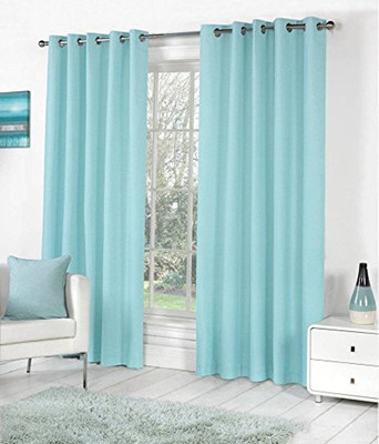 

PHome Decor 213 cm (7 ft) Polyester Door Curtain (Pack Of 2)(Plain, Light Blue)