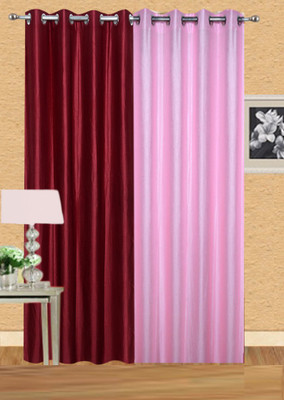 Stella Creations 214 cm (7 ft) Polyester Room Darkening Door Curtain (Pack Of 2)(Solid, Maroon, Pink)