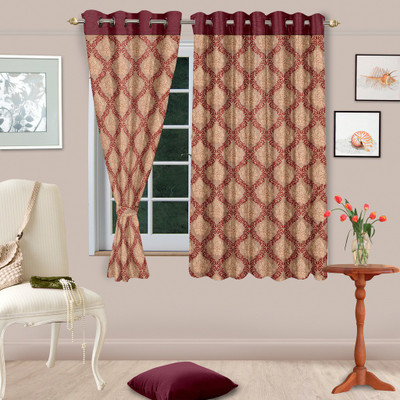

Cortina 150 cm (5 ft) Polyester Window Curtain (Pack Of 2)(Floral, Maroon)