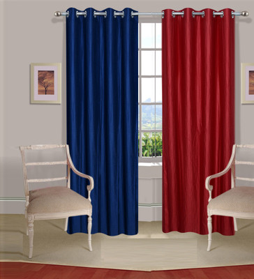 

Excel Bazaar 214 cm (7 ft) Polycotton Door Curtain (Pack Of 2)(Plain, Neavy-Blue-Red)