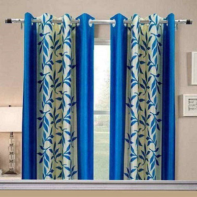 

Harry Tex 152 cm (5 ft) Polyester Window Curtain (Pack Of 2)(Floral, Blue)