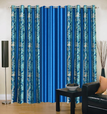 

Stella Creations 214 cm (7 ft) Polyester Door Curtain (Pack Of 3)(Printed, Light Blue)