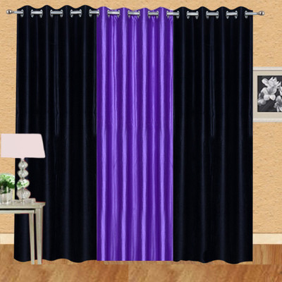 

Excel Bazaar 275 cm (9 ft) Polyester Long Door Curtain (Pack Of 3)(Solid, Black, Purple)